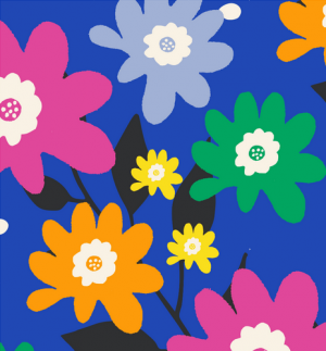 floral repeat pattern green orange pink blue and yellow