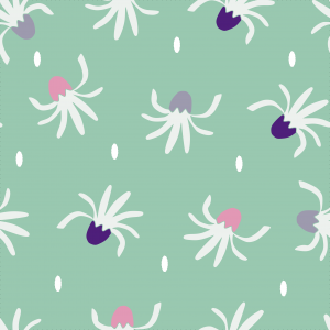 floral repeat pattern purple pink and green
