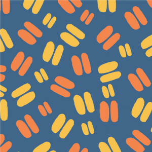 abstract repeat pattern yellow, orange and blue