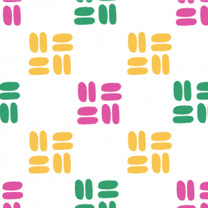 abstract repeat pattern yellow, green and pink