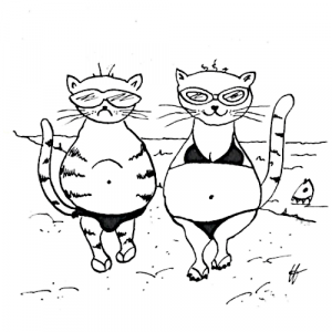 cats on the beach illustration