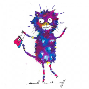 Cat with a handbag illustration