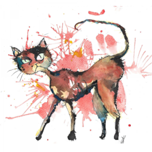 Splatter cat, cat illustration