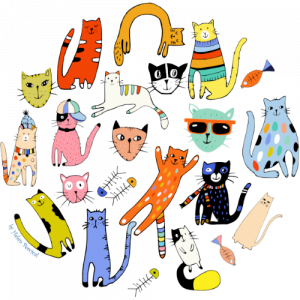 cat faces, cat illustration, cat pattern