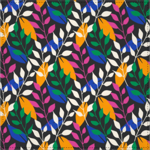 floral repeat pattern orange pink green blue black