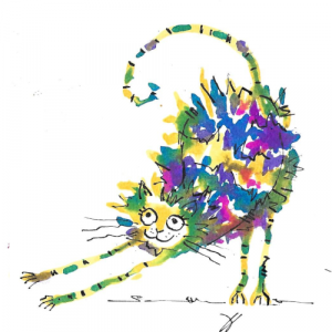 scratching cat, cat illustration