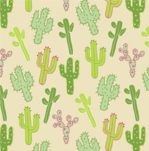 cactus repeat pattern green and sand yellow