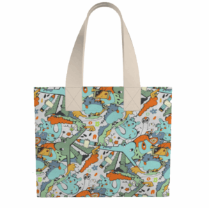 Tote bag featuring The LoonaticCat repeat patterns