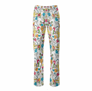Trousers featuring a loonaticcat repeat pattern