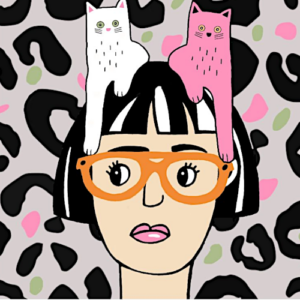 cat-wall-art-girl-with-two-cats cat-wall-art-girl-with-two-cats